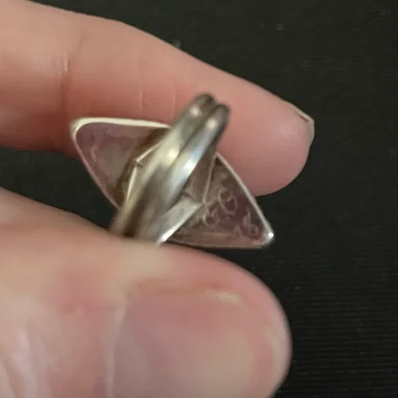 Vintage Ring Sterling Silver size 6.5 Bezel Setting Green Stone - Picture 4 of 5